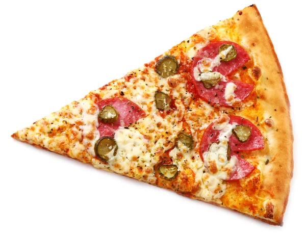 Кусок свежей пиццы с пепперони — стоковое фото