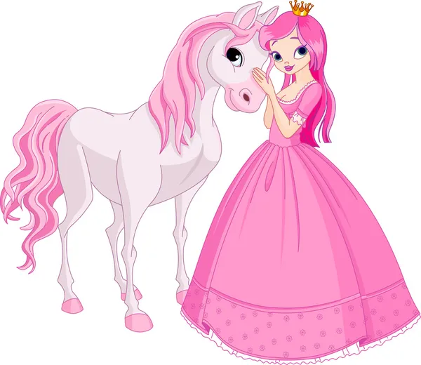 Красивая принцесса и лошадь — стоковый вектор