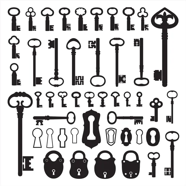 Силуэты старых ключей — стоковый вектор