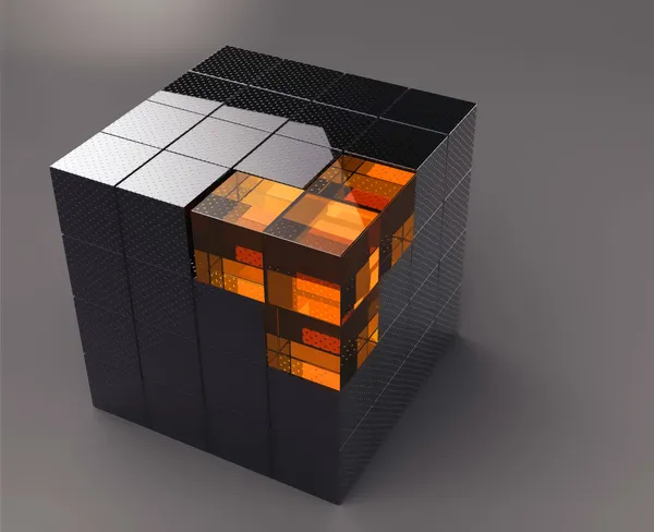 Черный 3-й футуристический куб — стоковое фото
