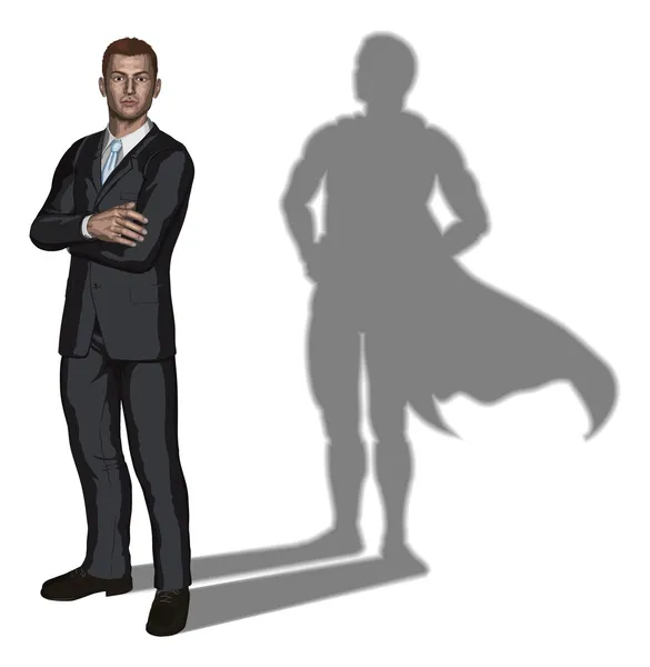 Бизнесмен супергероя концепция Лицензионные Стоковые Иллюстрации