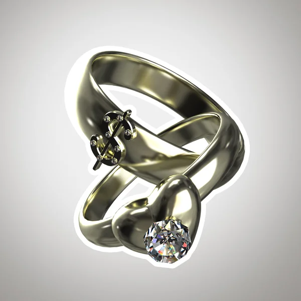 Два кольца в качестве иллюстрации для «брак по расчету — стоковое фото