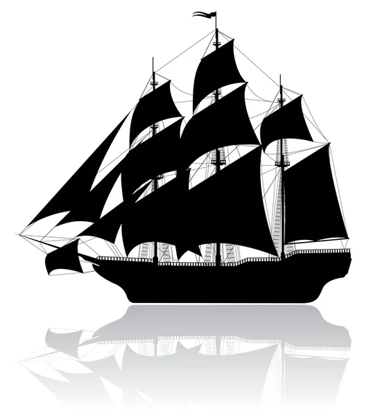 Черный старый корабль — стоковый вектор