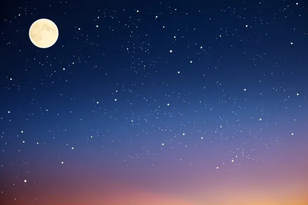 Ночное небо с луной и звездами — стоковое фото