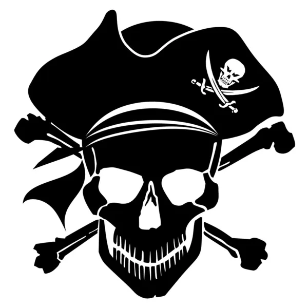 Пиратский капитан черепа со шляпой и скрещенными костями — стоковое фото
