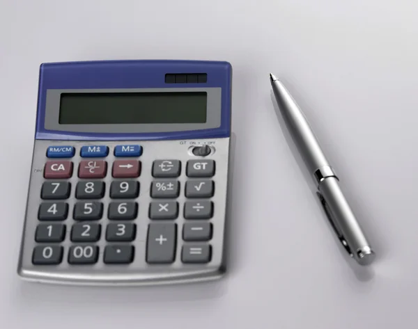 Ручку и калькулятор — стоковое фото