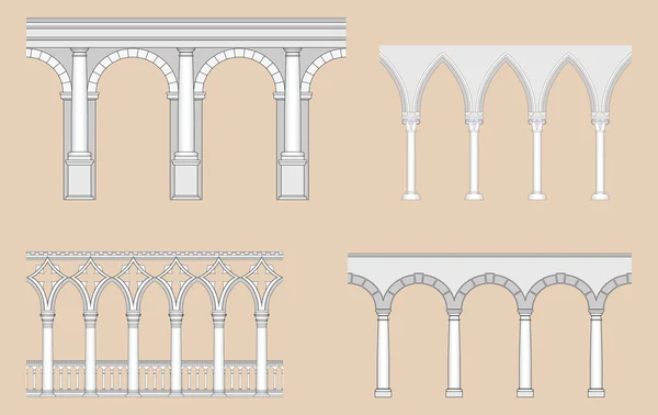 Arcades (Roman, Gothic, Venetian, Renaissance) — стоковый вектор