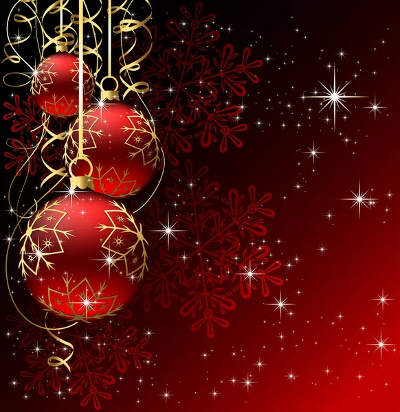 Зимний фон с красные рождественские шары — стоковый вектор
