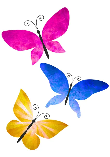 Красочные бабочки, изолированные на белом акварели иллюстрации Лицензионные Стоковые Фото