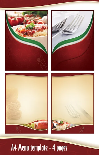 A4 4 страниц меню шаблона - итальянский ресторан — стоковое фото