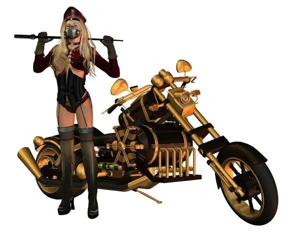 Сексуальная женщина в мотоцикл мотоцикл одежда — стоковое фото