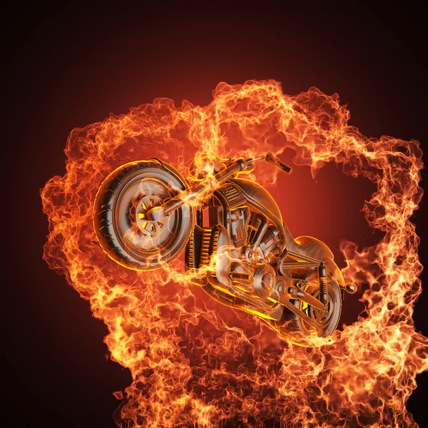 Чоппер мотоцикл в огне — стоковое фото