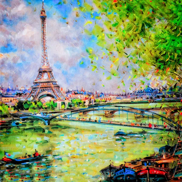 Красочная живопись Эйфелевой башни в Париже Лицензионные Стоковые Фото