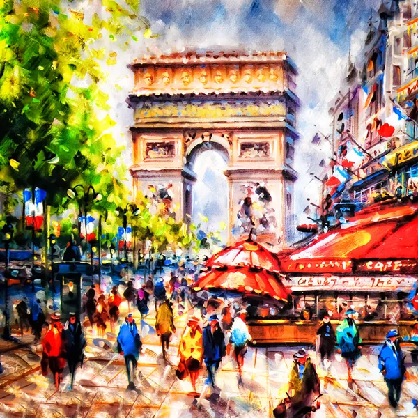 Красочная живопись дуги d' triomphe в Париже — стоковое фото