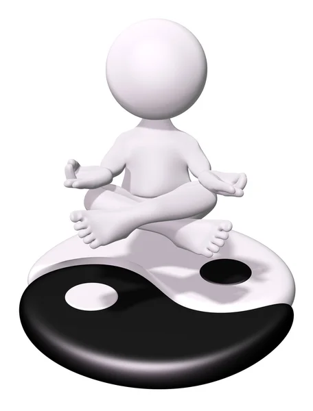 3D человек - медитации и Инь Ян Стоковое Изображение