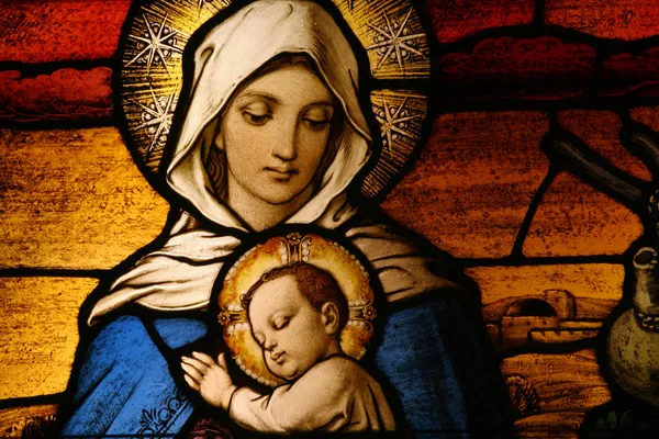 Vigin Мэри с ребенком Иисусом Стоковое Фото