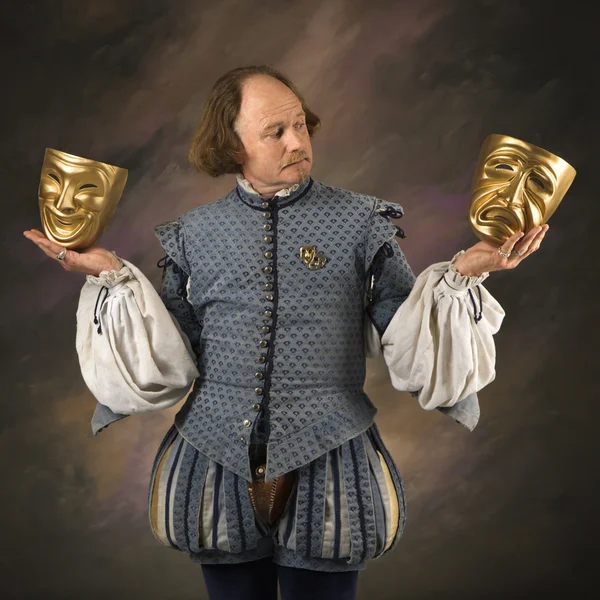 Шекспир с театральные маски — стоковое фото