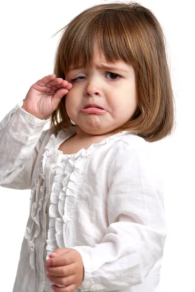 Несчастная маленькая девочка плачет — стоковое фото