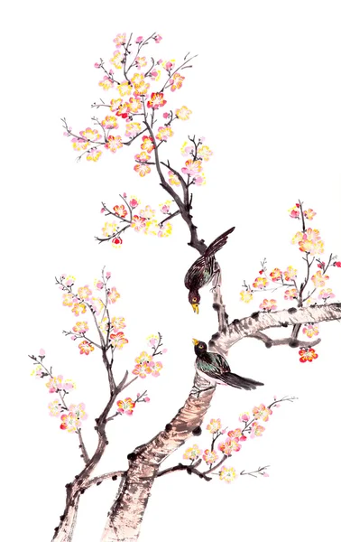 Традиционной китайской живописи цветок сливы. — стоковое фото
