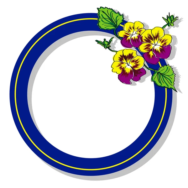Синий круглая рамка с растром цветок анютины глазки — стоковое фото