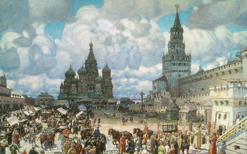 Вид Кремля и Всехсвятского моста из Замоскворечья.