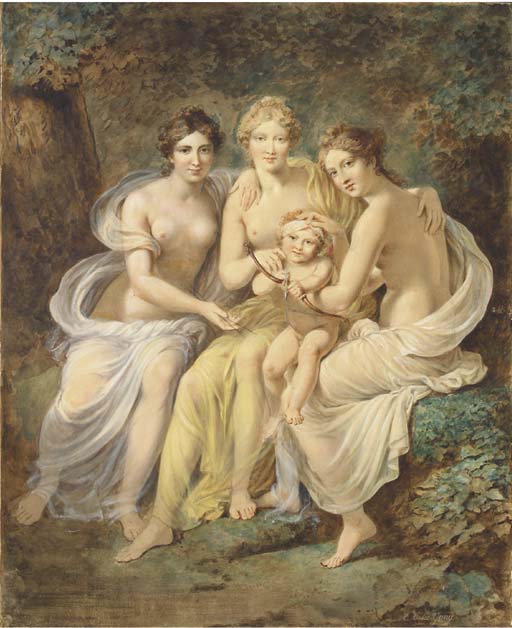 Charles-Etienne Le Guay - The Three Graces holding Cupid drawing a bow.jpg