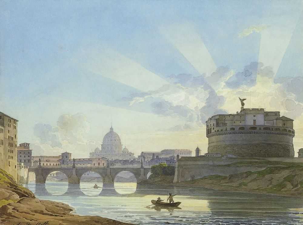Вид замка Святого Ангела в Риме — Брюллов Александр Павлович 