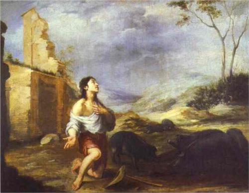 Блудный сын кормит свиней. Бартоломео Мурильо. 1660