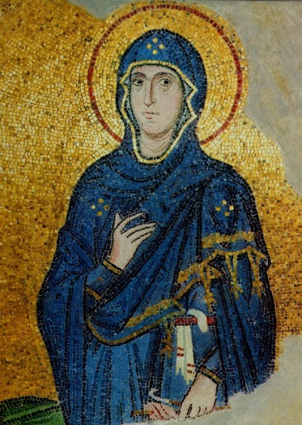 Богородица из композиции «Благовещение». Мозаика ц. Успения в Дафни. Около 1100г. Греция