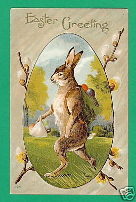 Зарубежная открытка на Пасху с кроликом