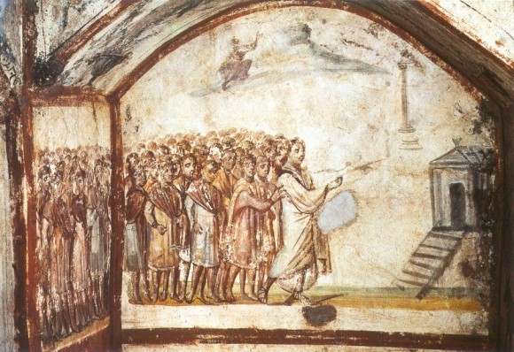 Фреска катакомб на Виа Латина(Catacomba di Dino Compagni). IV в. Рим