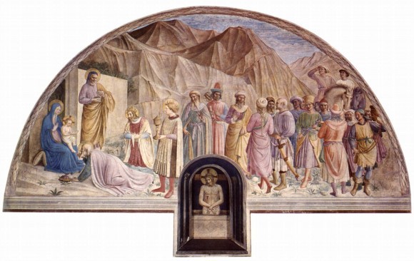 Фра Беато Анджелико. Поклонение волхвов. Фреска монастыря Сан Марко. 1440-1441 г. Флоренция, Италия